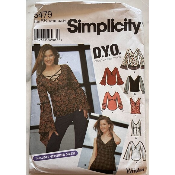 Vintage Simplicity Pattern 5479 Juniors Design Your Own Blouses Size 18-20-22-24 - Picture 1 of 5